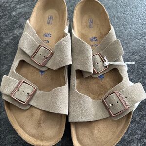 Birkenstock Soft Footbed Arizona Sandals- MEN 43 REGULAR TAUPE